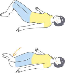 寝ながらできる産後の腰痛改善ストレッチ　骨盤ねじりストレッチ