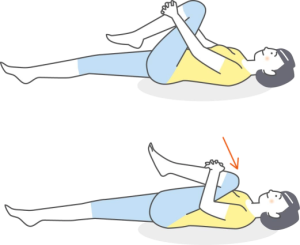 寝ながらできる産後の腰痛改善ストレッチ②　太ももの裏のばしストレッチ